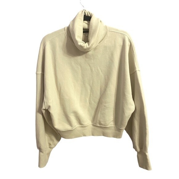 AGOLDE Balloon Sleeve Ribbed Turtleneck‎ Sweatshirt Size S Off White 100% Cotton - Picture 2 of 8